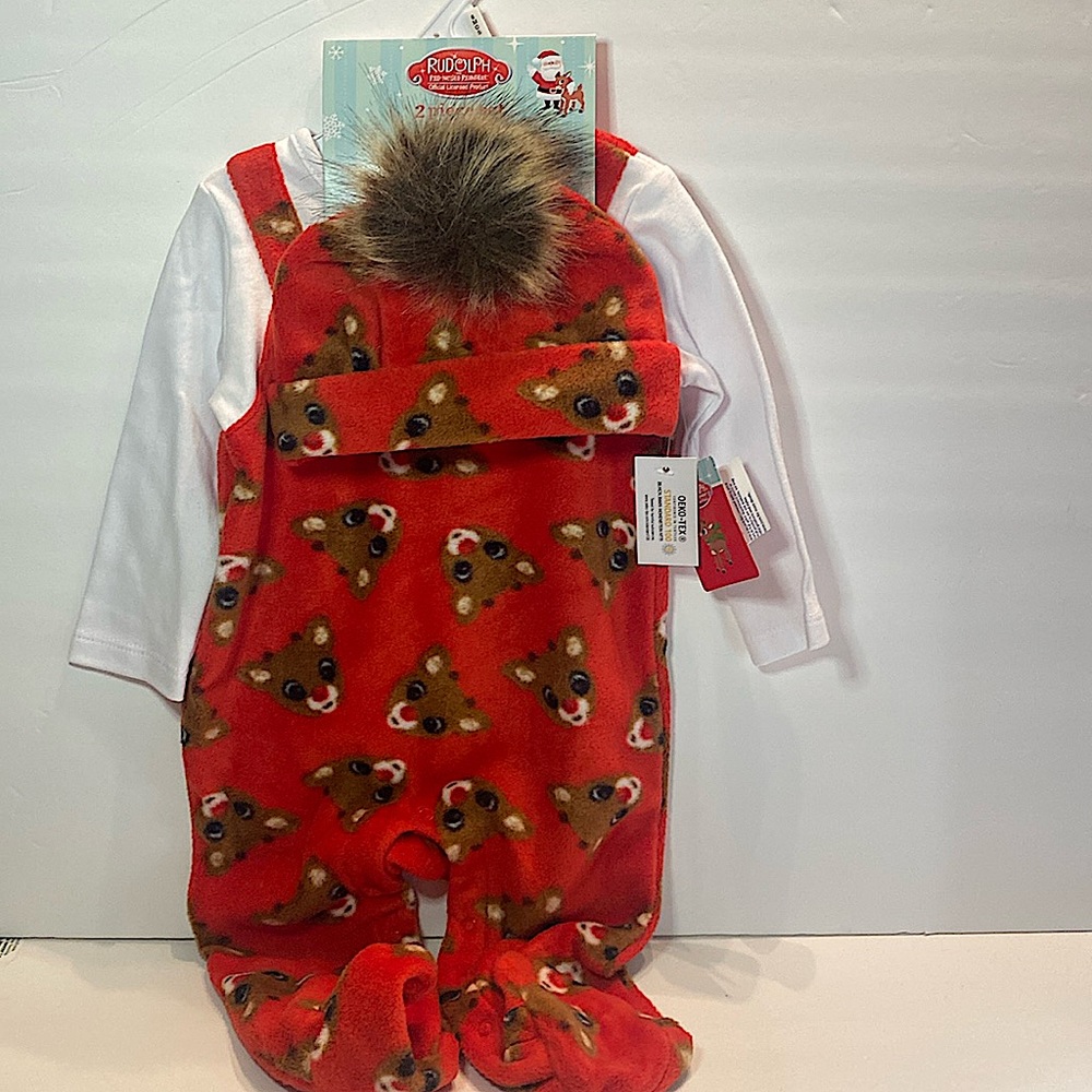 NEW RUDOLPH RED NOSED REINDEER 2 PIECE SET 6 MONTHS SUPER SOFT